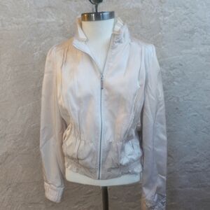 Women's Elegant Cream Bomber Jacket